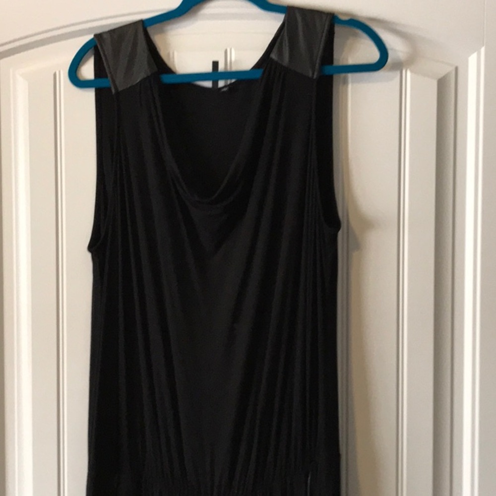Black Faux Leather Trim Jumpsuit- XL